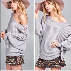 Grayson’s Lace Up Sweater